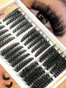 290 Clusters Of False Eyelashes, D-Curled And Voluminous False Eyelashes, 8-18mm Mixed Length, 3D Effect, DIY Natural, Soft And Thick, Suitable For Everyday Wear, Parties, Stage Performances, And Nightlife Occasions. - D - 查看 4