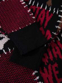 Men's Casual Loose Skull, Cross, Dice Gothic Street Style Round Neck Pullover Sweater, Autumn/Winter - màu đen - Xem 9