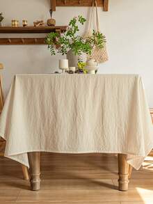 1pc Modern Minimalist Tablecloth, Linen Texture, Fresh Style For Coffee Table, Dining Table, Nordic/Japanese Inspired - Beige - View 4