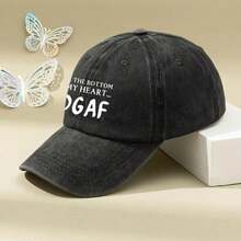 White Letter Print American Retro Washed Cotton Print Hat Vintage Dad Hat Unisex Retro Baseball Cap Popular Soft Top Sun Hat - Màu Đỏ Sâu - Xem 3