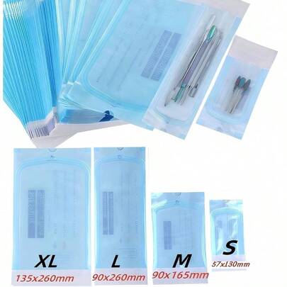 200个耐高温美甲工具消毒袋，多种尺寸自封消毒袋，一次性美甲工具消毒收纳袋，修脚工具，纹身工具