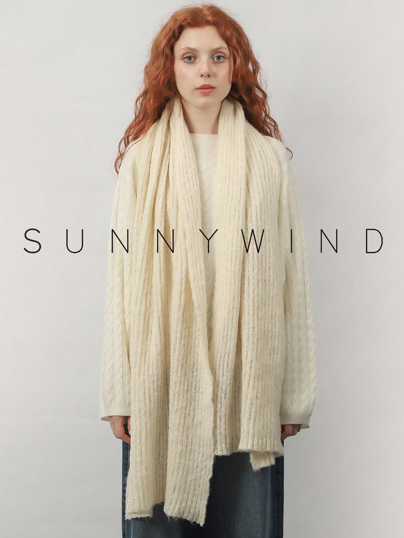 وشاح محبوك أحادي اللون بتصميم بسيط قطعة واحدة