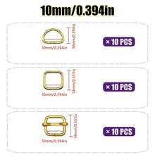 30 件/包 10-38 毫米金属皮带扣五金套装，D 形环，滑动扣，矩形环，4 种颜色适用于手提包宠物项圈缝纫