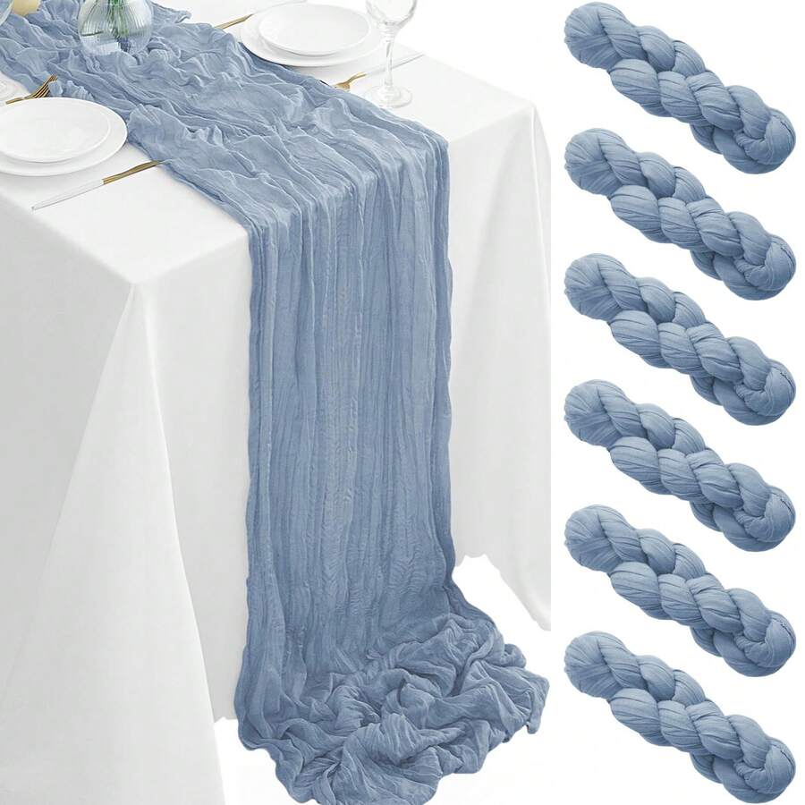 6/12Pack Dusty Blue Cheesecloth Table Runner 17x108Inch Spring Easter Cheese Cloth Table Runner 9FT Boho Gauze Table Runners Rustic Sheer Table Runners For Wedding Bridal Party Decor - Màu xanh bụi bặm - Xem 1