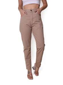Women's High Waist Mom Jeans With Butt Lift - Beige - View 2