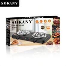 SOKANY SOKANY Electric Stove, Electromagnetic Stove Table, Portable Cooking Electric Heating Plate, Dual Stove Design, 2000W High Power, 5-Speed Temperature Control, Stainless Steel Surface, Heating Indicator Light, Built-In Temperature Control, Overheating Protection.Suitable For All Cookware, Very Suitable For RV/Family/Camping/Apartment/Laboratory