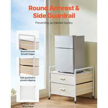 Mini Refrigerator With Storage Base, 176 Lbs, White, Mini Fridge Table, 2 Drawers - White - View 5