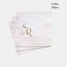 20-500pcs Customized Wedding Cocktail Napkins, Personalized For Date Night, Anniversary, Wedding, Suitable For Couples, Disposable Beverage & Dessert Napkins, For Wedding Table Decor, Engagement Party, Patterned Print, Add Charm To Home, Souvenir, Reusable, Cute, High Quality