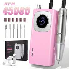 DianaBeauty 可攜式可充電電動指甲鑽，最高45000RPM速度，適用於壓克力指甲去除、打磨和美甲沙龍工具 - 粉色 - 查看 9