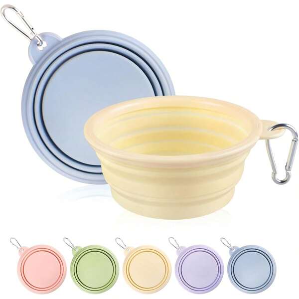 Collapsible Pet Bowl, Suitable For Travel, Camping, Walking, Can Be Used As Water Bowl, Food Bowl For Dogs & Cats, & Odorless, With Carabiner