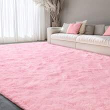 eluckya Thickened Super Soft Fluffy Long-Haired Carpet, Washable Plush Carpet, Exquisite Home Decoration Embellishment, Suitable For Home Decoration, Modern Room Decoration, Bedroom Accessories, Fabric Carpet, Housewarming Gift, Upgraded Non-Slip Indoor Carpet, Living Room, Kitchen, Bathroom, Dining Room, Study, Dressing Room, Office - 粉色 - 查看 2