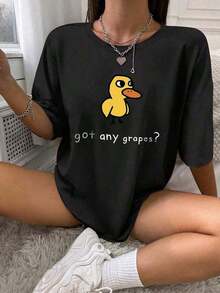 Halloween Kpop 1 Pack Girls Casual Printed Crew Neck Short Sleeve T-Shirt Summer Student Youth Clothing Kpop - 黑色 - 查看 1
