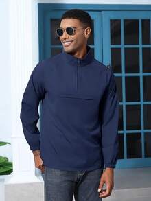 Men's Lightweight Quarter Zip Pullover Windbreaker For Golf  Hiking  Running Wind Breaker Jackets With Pockethalloween - Hải quân - Xem 8