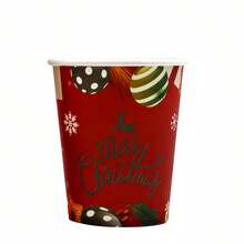 50 piezas Tazas de papel de 9 onzas para chocolate caliente o café de Navidad, con diseños de Papá Noel, muñeco de nieve y renos en 5 patrones festivos, ideales para fiestas navideñas, Año Nuevo, oficina o regalos, de gran capacidad y aptas para bebidas calientes y frías