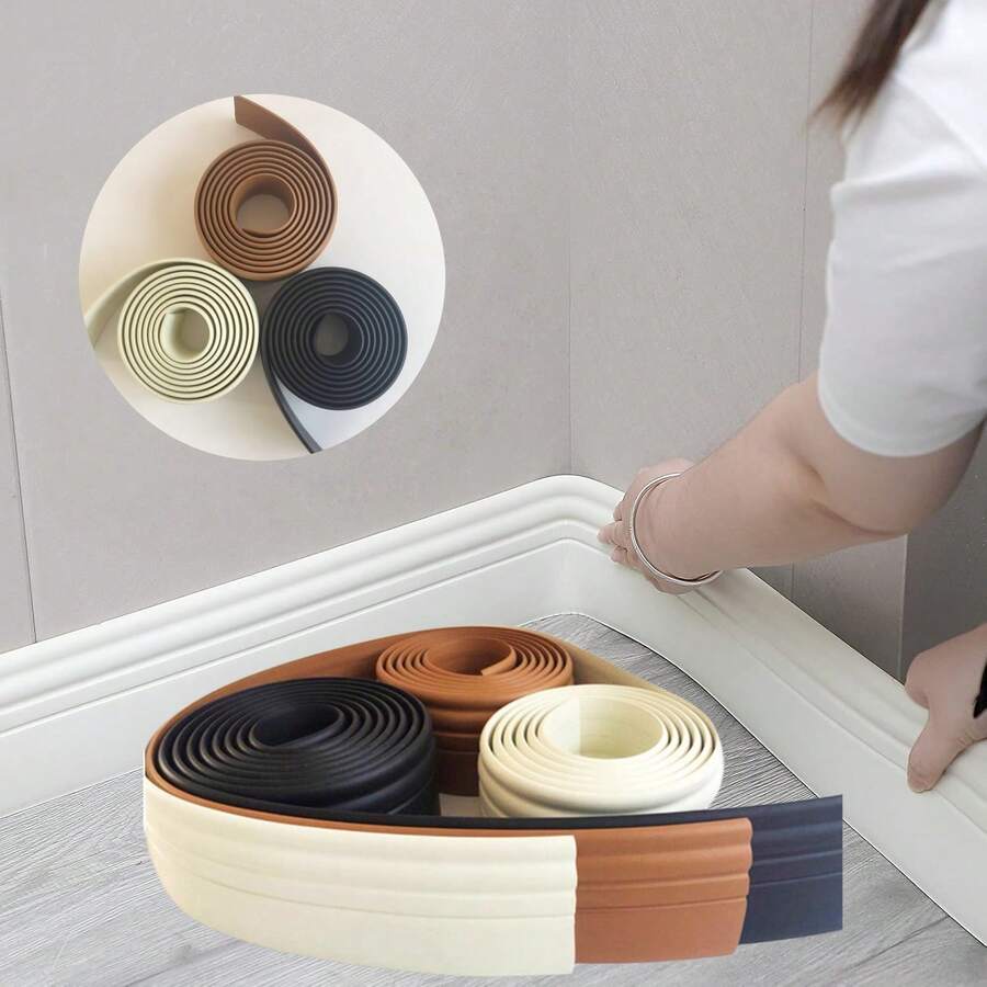 1 件 2 米/78.74 英寸升级版墙基地板装饰条，即剥即贴自粘设计，即剥即贴泡沫踢脚线装饰条