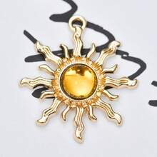 6/10pcs Baroque Style Transparent Jelly Color Gemstone Sunflower Jewelry Accessories DIY Earrings Bracelet Necklace Alloy Pendant