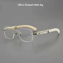 Men's Retro Square Frameless Reading Glasses With Metal Hinge-HD Lens Reading Glasses Magnifying Glass 1.0 To 4.0 Magnification, Durable Business And Office Glasses, Suitable For Daily Use, Stylish Metal Frame Design, Multi-Function Magnification, Modern Glasses, High Quality Lens, Vision Correction, Exquisite Design, Lightweight Structure, Vision Support, Adults - 金&白色 - 查看 11