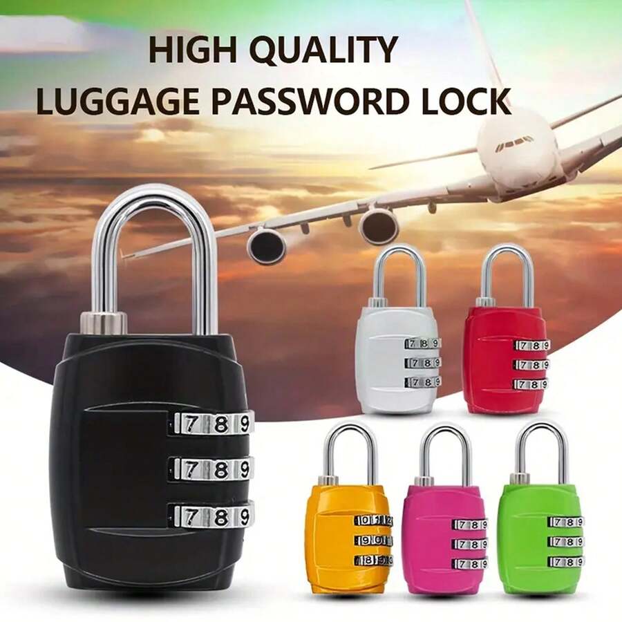 1pc Metal Password Combination Lock, 3-Digit Password Combination Padlock, Luggage Metal Password Lock, Mini Anti-Theft Lock, Drawer Lock Are Ideal Choices For Secure Travel Accessories, Suitable For Gym Lockers, Luggage And Backpacks, Portable, Tamper Proof And Compact Design, Easy To Carry Travel Essentials, Return To School Travel Accessories, Vacation And Summer Mini Travel Products - Silver - View 1
