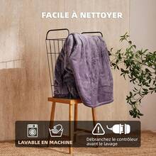 Couverture Chauffante Électrique 1 Personne 130x180cm - Plaid Chauffant 6 Réglages de Température Fermeture Automatique Réglable, Protection Contre la Surchauffe Lavable en Machine (Bleu)