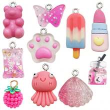 5/10/20/30/50/100/200/Pcs Vibrant Cartoon Charm Collection - Acrylic Bear, Lollipop & Ice Cream Pendants, Assorted Cute Designs For DIY Jewelry Making, Ideal For Bracelets, Necklaces, Earrings & Keychains