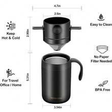 Camping Coffee Maker Set, Camping Hand Pour Over Coffee Maker Set, Portable Coffee Set, Suitable For Travel, Camping, Office, Backpacking - Vitt - Visa 5