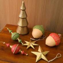 1pc/Set Wooden Acorn Five-Pointed Star Christmas Tree Ornament, Christmas Decoration, Window Hanging (Gold Five-Pointed Star) Home Decor Christmas Decorations Room Decor Winter