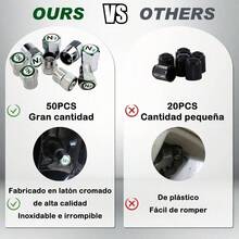 50PCS Tapones de Vlvula - Tapones Antipolvo para Vlvulas de Neumticos, Latn Cromado, con Smbolo de Nitrgeno N2, para Coches, Motos, Bicicletas y Vehculos Elctricos Plateado - plateado - Ver 2