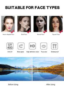 1pc Fashionable And Exquisite Hollow Oval Women's Fashion Glasses, Exquisite And Elegant, Suitable For Wearing In Various Occasions - 金框漸粉片 - 查看 3