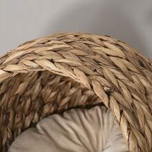 PawHut Wicker Cat House, Raised Cat Bed With Cylindrical Base, 42 X 33 X 52cm - Brown - View 7