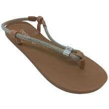 Sandália Beira Rio Feminina com Tira em Strass  Praia    Fivela    Praia - Nude - Visão 14