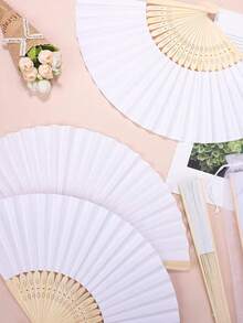 Olding Hand Fan Chinese Style Handheld Fan DIY Blank Paper Fan Elegant Retro StylePersonalized Baby Shower Foldable Paper Fan Portable Party Wedding Supplies Hand Fan Gift Decoration Wedding Fans Handheld Fans