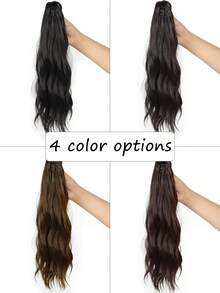 Synthetic Ponytail Extension,Dark Brown 18 Inch Claw Clip Ponytail Extension, Soft Wavy Curly Clip On Ponytails For Women Heat Resistant Synthetic Hairpiece For Daily Use - Multicolor - View 7