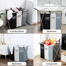 Klappbarer 3-Stück-Wäschekorb, 3 Farben, mit Griff, geeignet für Wäscheräume, Schlafzimmer, Badezimmer, langlebige Wäschekorbe, Platzsparen, minimalistisches Design, Wäschezubehör. - Drei Raster - Übersicht 8