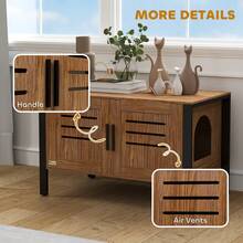 PawHut Cat Litter Box Enclosure W/ Tall Legs, Scratching Board, Dark Brown - Brown - View 8