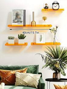 1pc Green Acrylic Floating Shelf, Decorative Storage Rack For Bathroom, Bookshelf, Living Room, Bedroom, Kitchen To Display Books, Figurines, Photos, Cosmetics - Colorful Acrylic Wall Mounted Organizer Rack - 綠色 - 查看 4