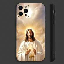 Funda de Teléfono con Diseño de Dios Jesús Rezo Compatible con Apple  15,14,13,12,11,Pro,X,XS,Max,XR,Plus,Mini Funda Negra Suave, Compatible con Funda  17, Funda  17 Pro, Funda  17 Pro Max - z6 - Ver 7