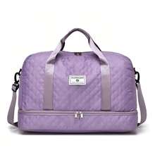 Solid Color Unisex Travel Luggage Zipper Tote Bag With Independent Shoe Compartment, Large Capacity Storage, Light And Portable Shoulder Bag For Outdoors Traveling Bag Travelling Organizer Outfit Airport Travel Clothes Travel Stuff Luggage Bag Christmas Gift Ideas Women Girls Xmas Gifts For Mum Birthday Gift Mom Friend Gym Bag Sport Bag Training Pack For Vacation Holiday Thanksgiving Day Thank You Gifts Back To School Supplies - Màu tím  Violet - Xem 1