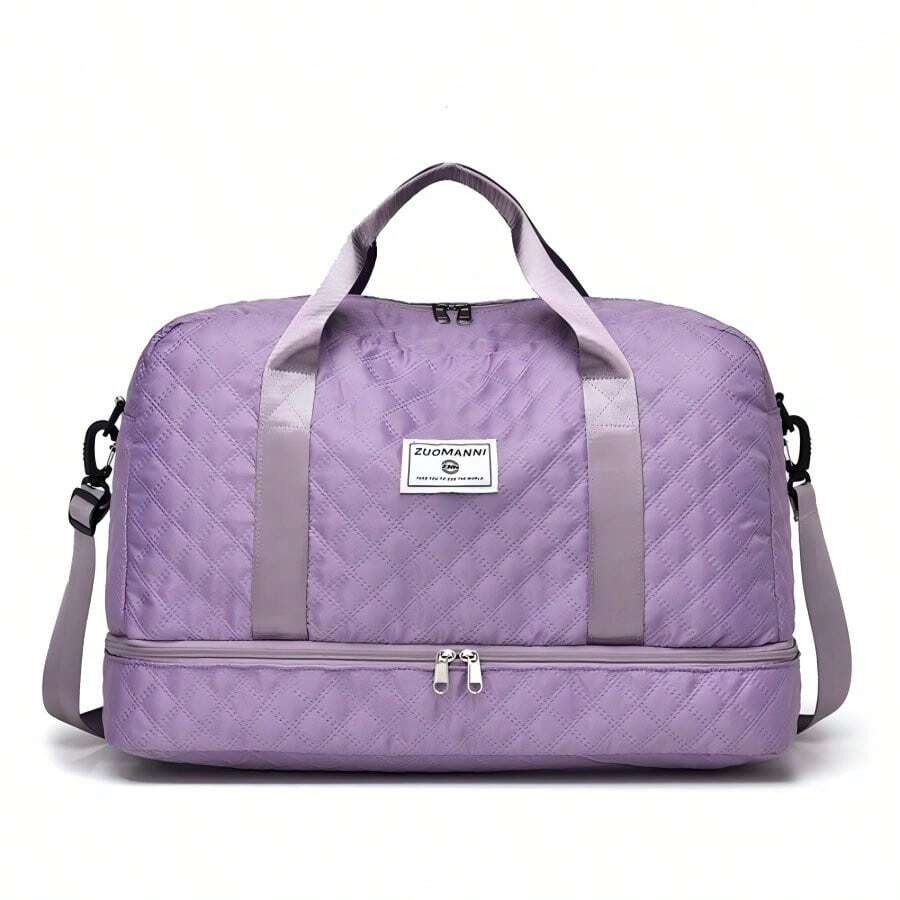 Solid Color Unisex Travel Luggage Zipper Tote Bag With Independent Shoe Compartment, Large Capacity Storage, Light And Portable Shoulder Bag For Outdoors Traveling Bag Travelling Organizer Outfit Airport Travel Clothes Travel Stuff Luggage Bag Christmas Gift Ideas Women Girls Xmas Gifts For Mum Birthday Gift Mom Friend Gym Bag Sport Bag Training Pack For Vacation Holiday Thanksgiving Day Thank You Gifts Back To School Supplies - Màu tím  Violet - Xem 1