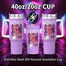 KATSEYE-designter 40oz/20oz Edelstahl Becher - doppelwandiger auslaufsicherer isolierter Reisebecher für heiße & kalte Getränke, perfekt für Weihnachten/Halloween/Erntedankfest/Muttertag, K-Pop Fan Kollektion