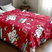 Sanrio Eine kuschelige Decke mit einem Design von Sanrios Hello Kitty mit Weihnachtsgeschenken und Schneestiefeln, die sowohl Weichheit als auch Wärme bietet - geeignet für den Einsatz zu Hause, im Büro und beim Camping, mit vielseitigen Anwendungsmöglichkeiten - ein einzigartiges Weihnachtsgeschenk, das sowohl für die Feiertage als auch für den Alltag perfekt ist - hergestellt aus luxuriösem, flauschigem Stoff, der Wärme, Komfort und Haltbarkeit im Innenbereich bietet. Offiziell lizenziertes Produkt.