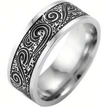 Men's Gothic Rock Punk 8mm Black Retro Stainless Steel Ring 8mm Wide Design Enhances Cool Aura Black Retro Tone Highlights Dark Style Stainless Steel Material Is Wear-Resistant & Easy To Maintain Suitable For Band Performances/Music Festivals/Punk Street Wear Easily Adds Personalized Rock Highlights To Hands - 12 - 查看 4
