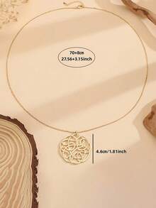 1 pièce Collier pendentif floral creux asymétrique en métal polyvalent haut de gamme minimaliste, convient pour le port quotidien et les vacances des femmes - sautoir - Voir 5