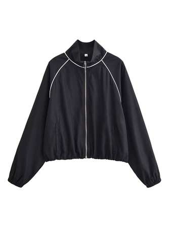 Kvinnor Enkel Mode Dragkedja Capless Korta Kappor Ny Höst Sport Casual Kappa Kvinnor Fritid Lösa High Street Långärmade Jackor