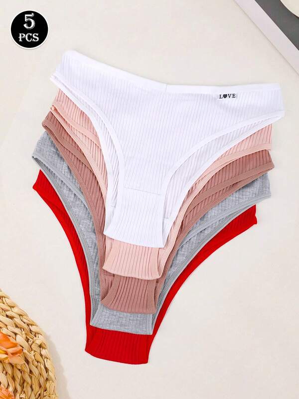 5 Pcs Briefs Women Comfortable Panties Pack Letter Belt Underwear Women Set Lingerie Knickers Solid Panty Seamless Panties