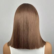 即戴即走 8-34 英寸无胶 4x4 5x5 13x4 13x6 高清透明蕾丝前假发，适合初学者的无胶直发波波头假发，巴西原生高清蕾丝闭合假发，巧克力色混纺发丝，200% 密度，预先拔毛并带有婴儿发。 - S4 - 查看 28