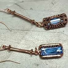 Fashion Geometric Earrings Vintage Pattern Green/Blue Rhinestone Zirconia Earrings For Women Jewelry Accessories Birthday/Halloween/Holiday Gifts Everyday Jewelry, Elegant Accessory - 藍色 - 查看 3