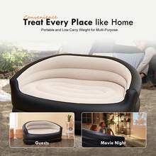 Inflatable Sofa, Air Flocking Couch Loveseat For Outdoor Camping, Black&Beige(No Pump Included) - Màu be - Xem 10