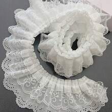Vải ren organza xếp ly 3 lớp, rộng 65mm, vải trang trí phong cách cổ điển có thêu, thủ công may vá, thích hợp cho váy cưới cô dâu, trang trí tiệc - Nhiều màu - Xem 3