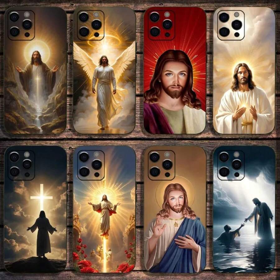 Funda de Teléfono con Diseño de Dios Jesús Rezo Compatible con Apple 15,14,13,12,11,Pro,X,XS,Max,XR,Plus,Mini Funda Negra Suave, Compatible con Funda 17, Funda 17 Pro, Funda 17 Pro Max - z6 - Ver 1