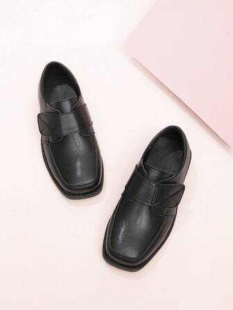 Boys' Black Fashionable Pointed Toe Classic Retro Oxford Shoes
